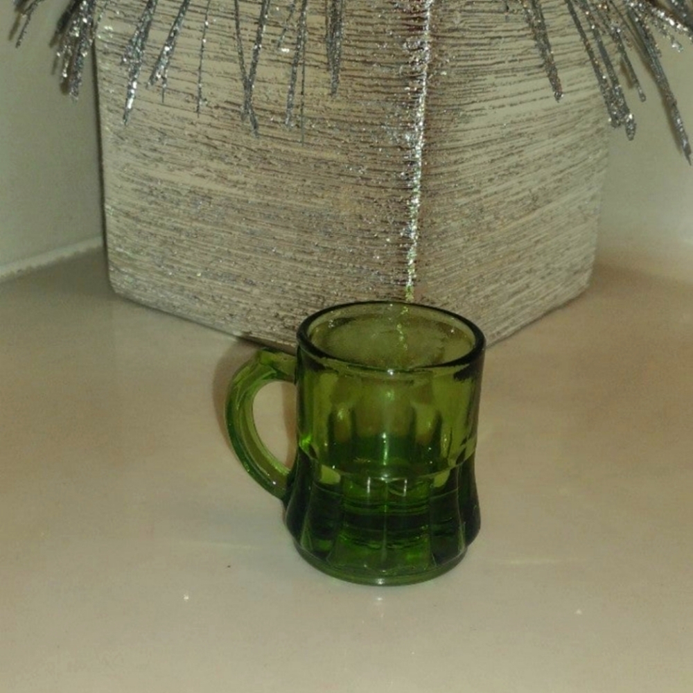 Green Miniature Beer Mug Shot Glass/Toothpicks Holder From The Federal Glass Co.